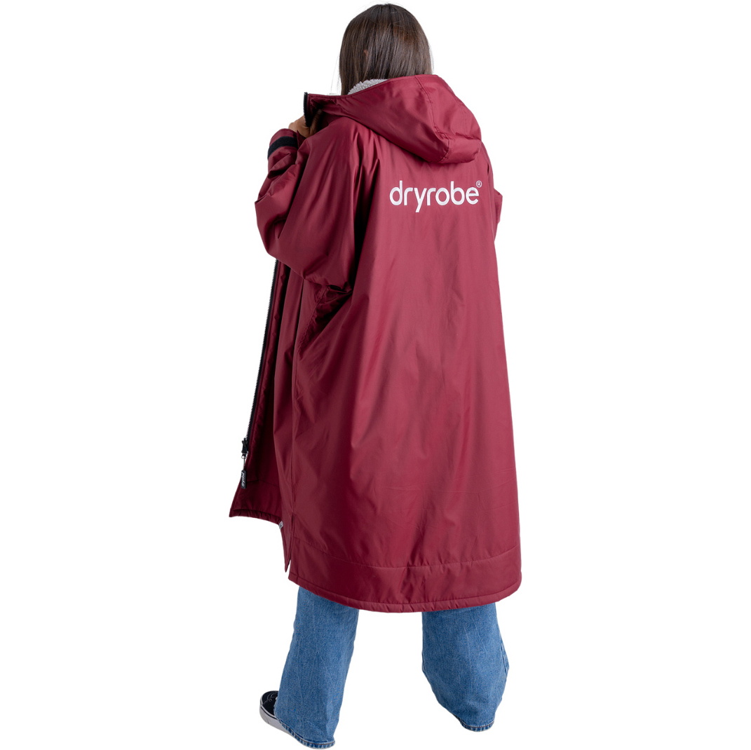2025 Dryrobe Advance Long Sleeve Changing Robe V3 DALSV3 - Burgundy / Silver Grey